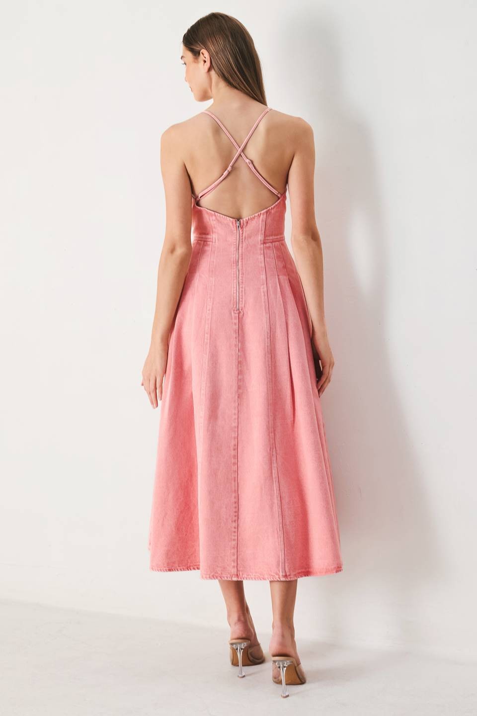 Rosé Denim Midi Dress