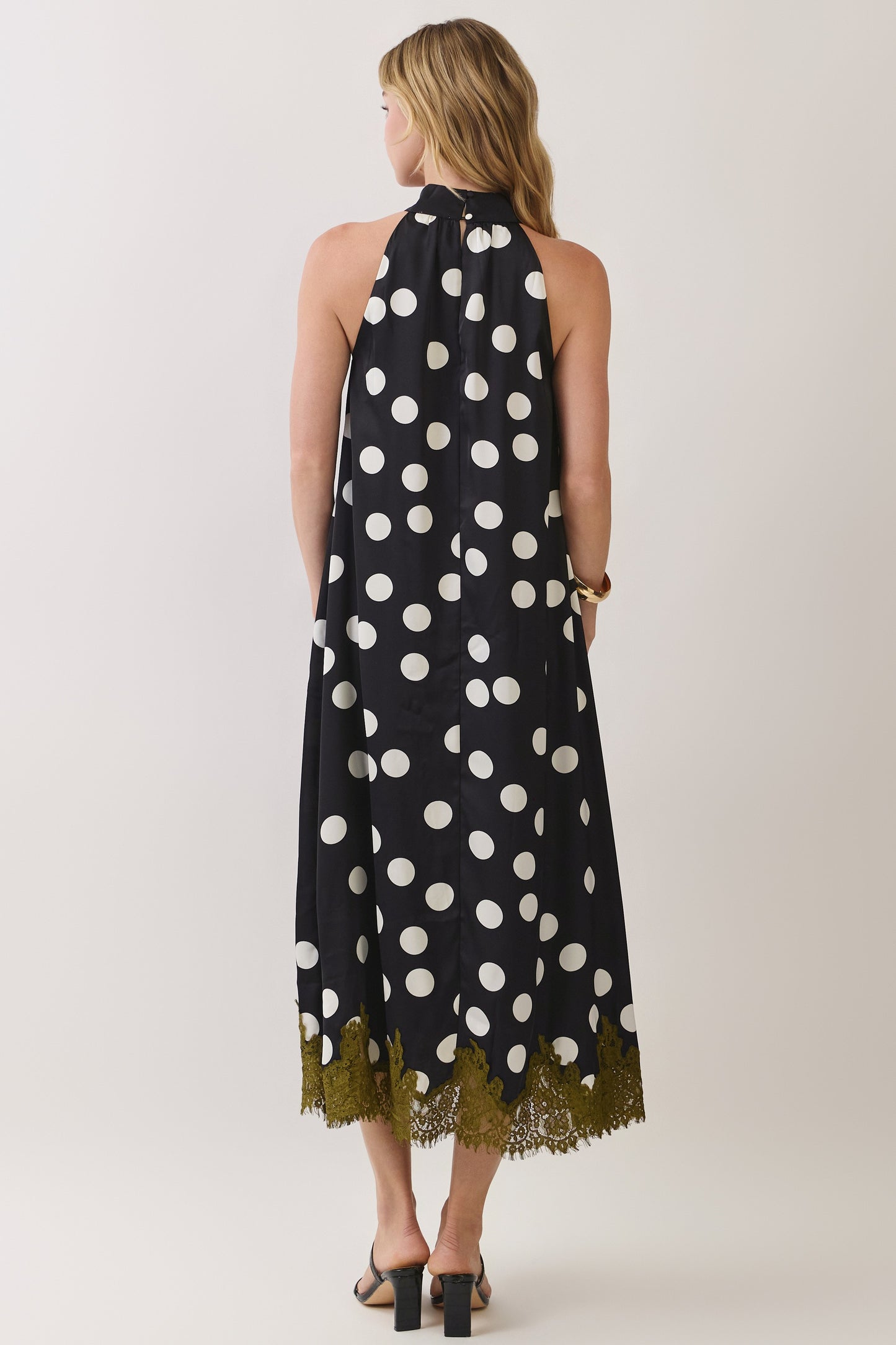 Midnight Olive Polka Dot Dress