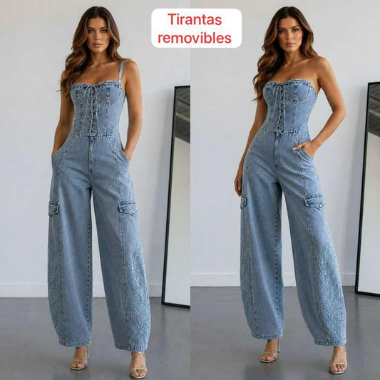 Encanto Bordado Denim Jumpsuit (Pre-Orden Junio 10 Approx.)