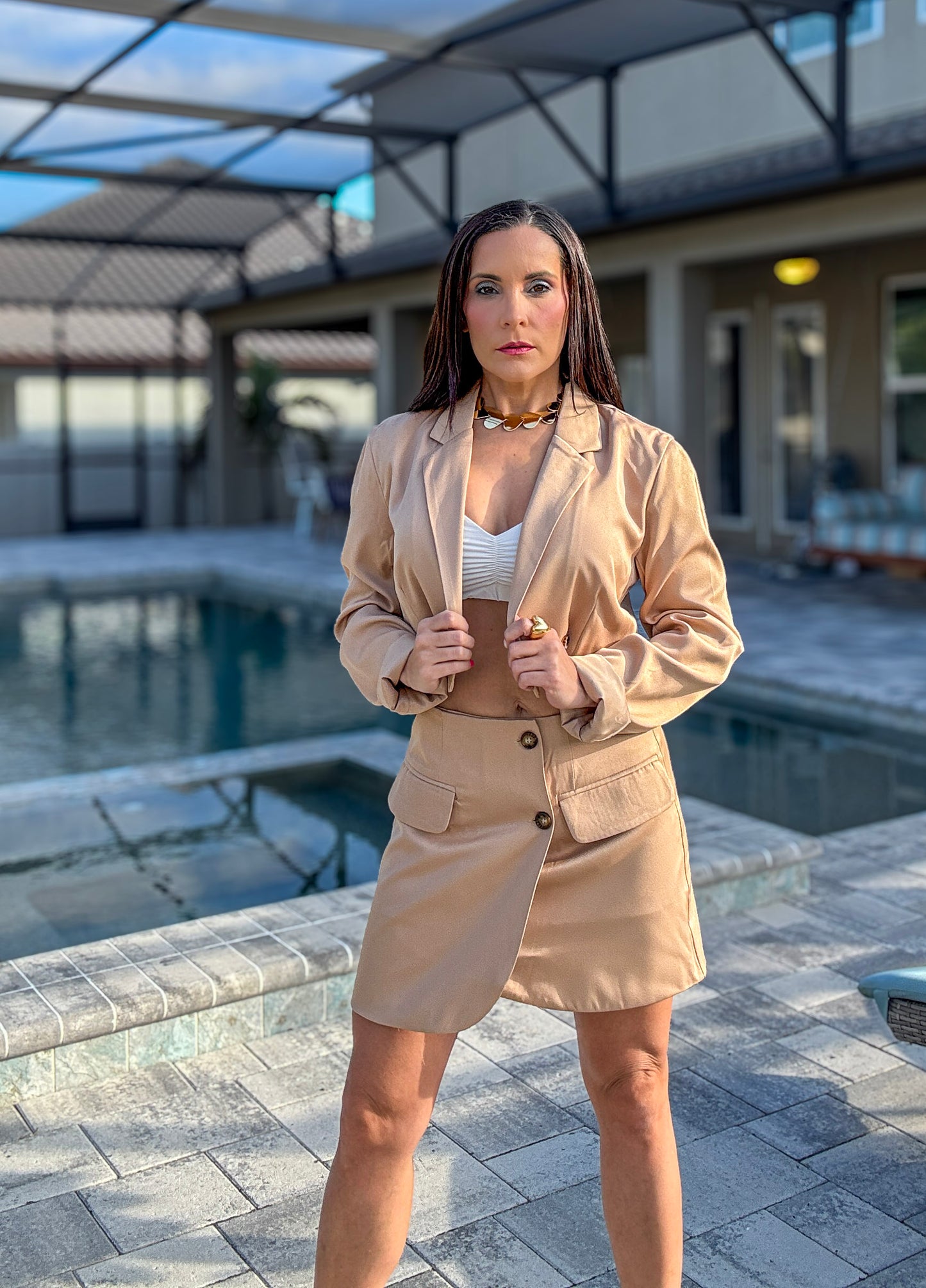 Camel Chic Crop Blazer