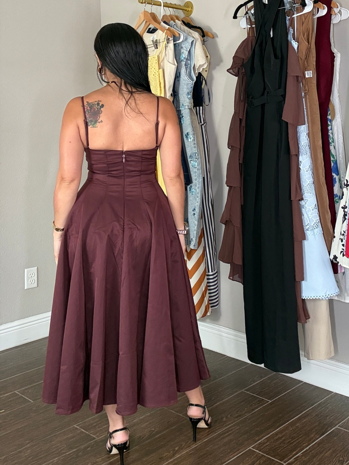 Bordeaux Twist Midi Dress