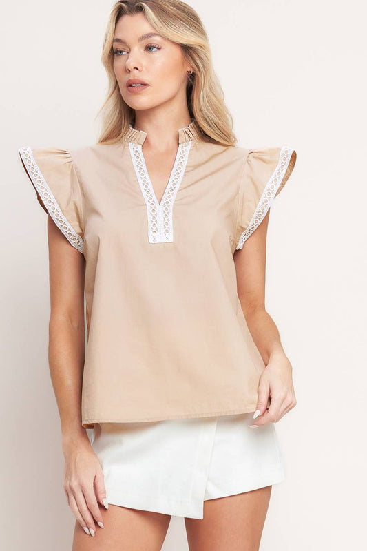 Camille Lace Trim Blouse