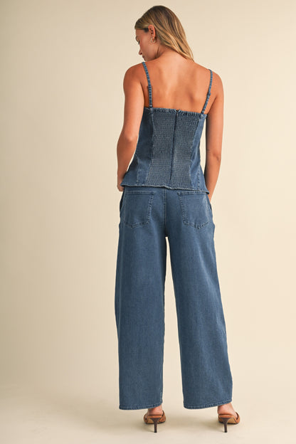 Marielle Denim Peplum Barrel Set (Se enviara en Noviembre 7 Approx.)