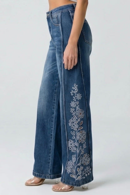 Flora Tummy Control Wide Leg Jeans (Pre-Orden Septiembre 11 Approx.)
