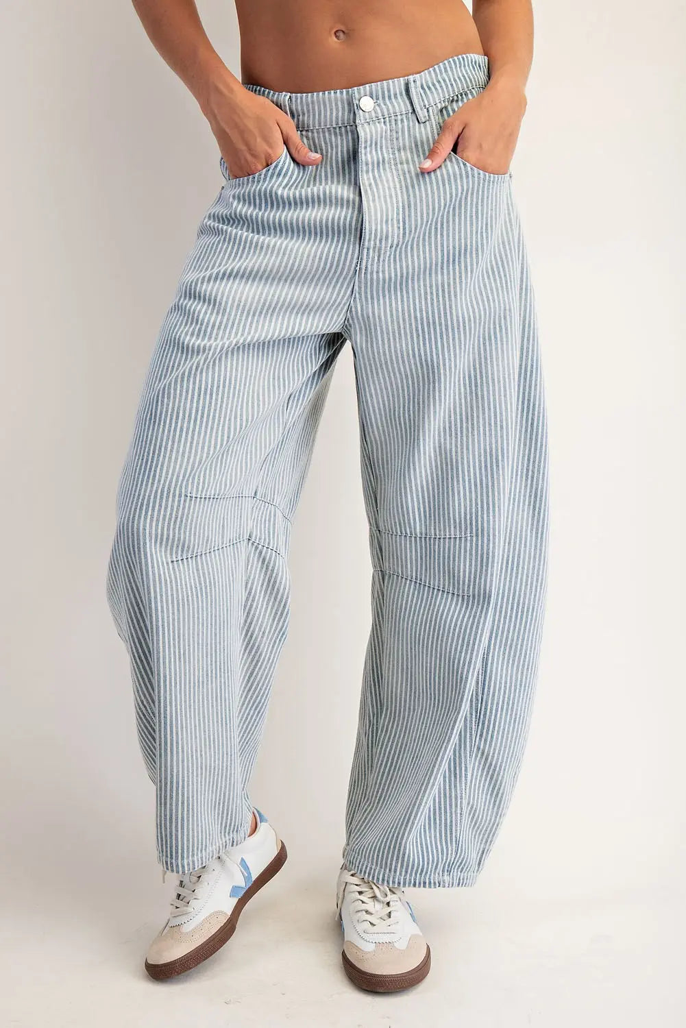 Riviera Pinstripe Barrel Jeans