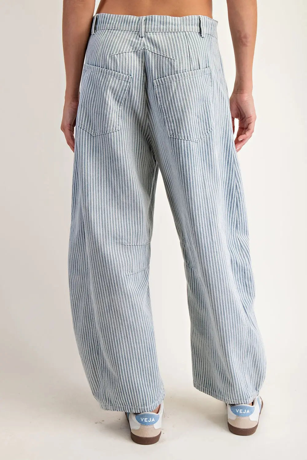 Riviera Pinstripe Barrel Jeans
