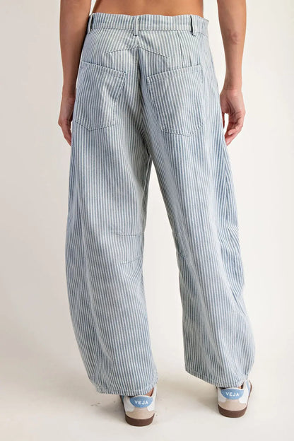 Riviera Pinstripe Barrel Jeans