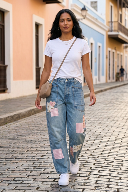 Dulce Rebelbe Patchwork Barrel Jean