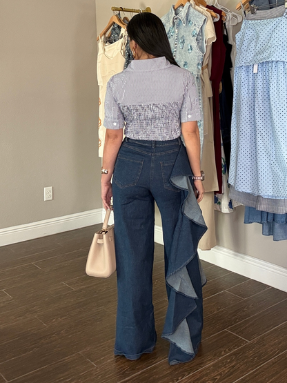 Denim Ruffle Statement Set