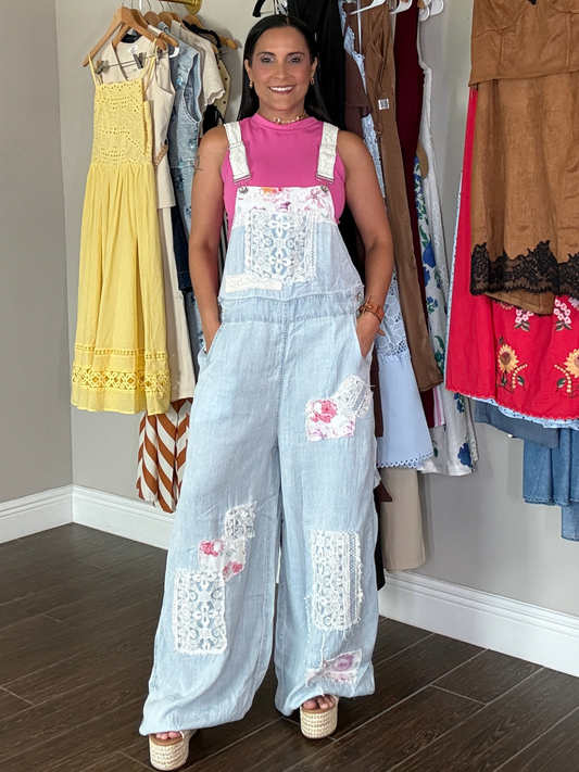 Jardín de Encaje Denim Overall