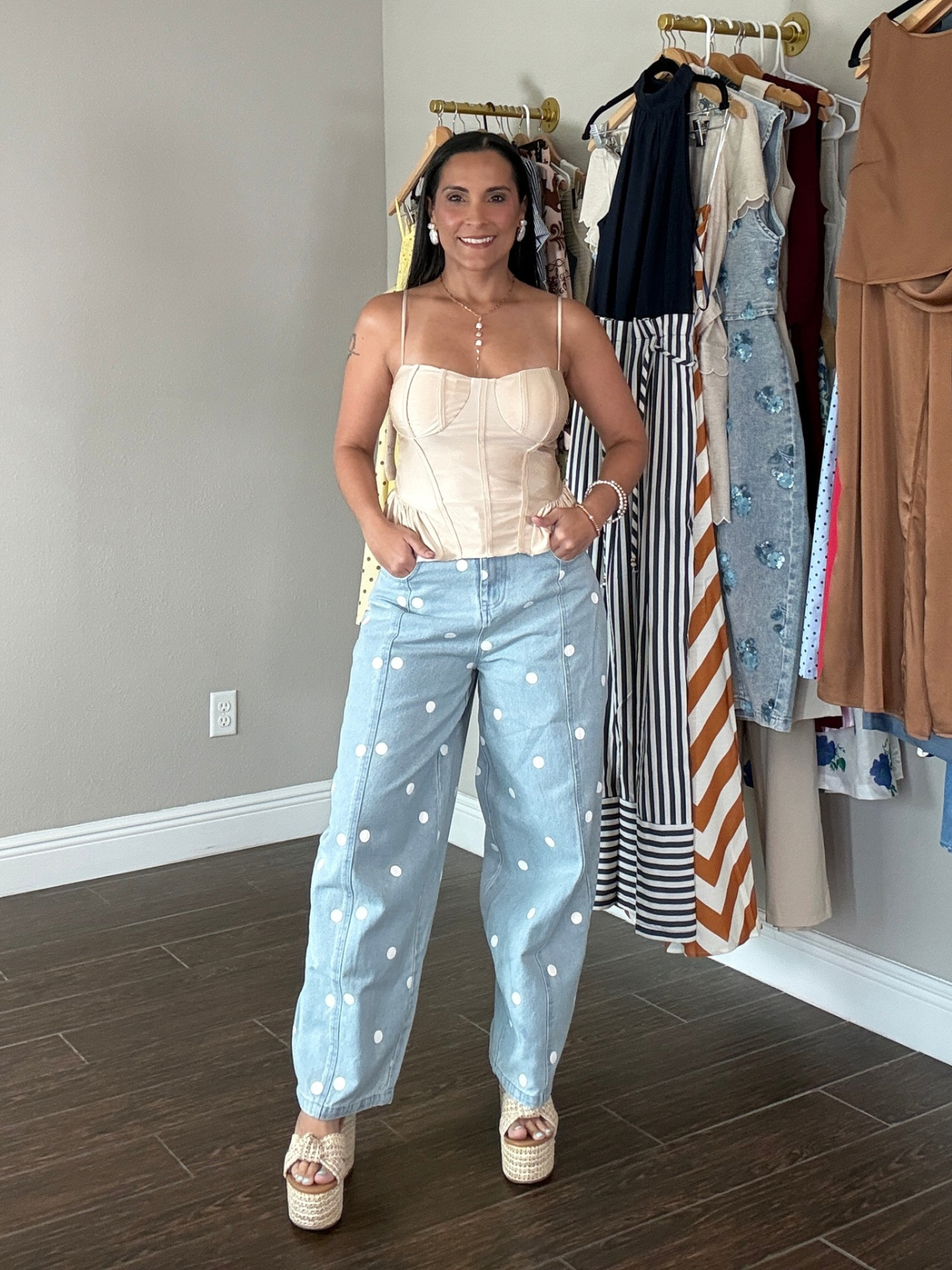 Polka Dot Barrel Jeans