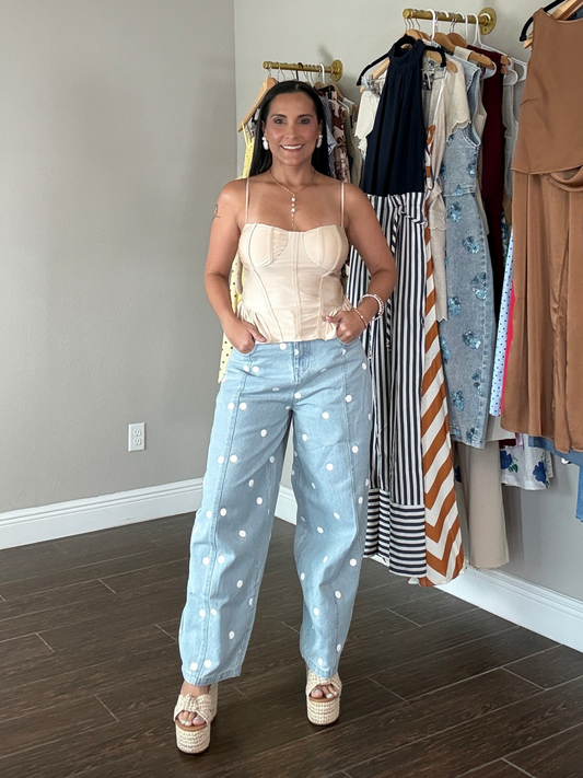 Polka Dot Barrel Jeans