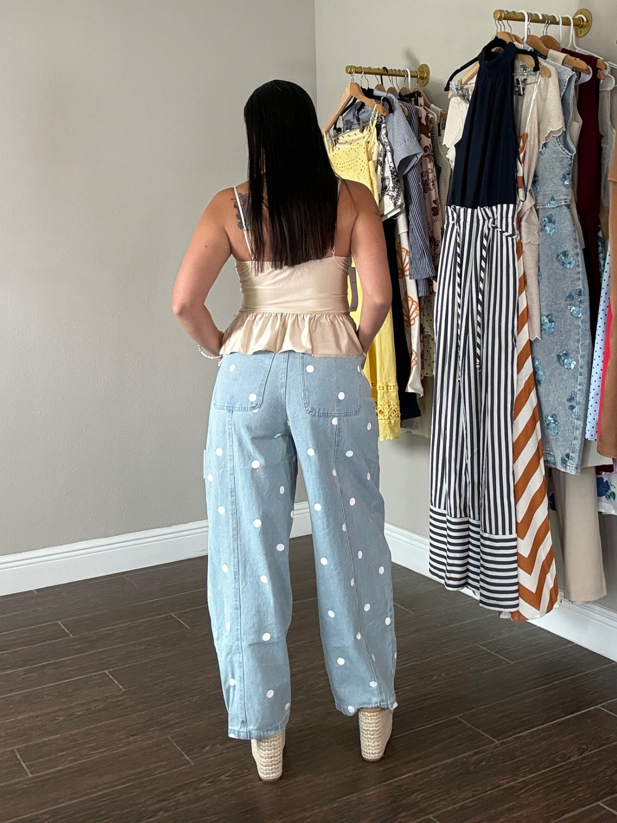 Polka Dot Barrel Jeans