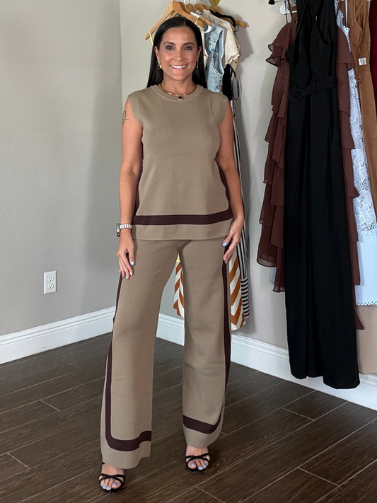 Mocha Line Knit Set