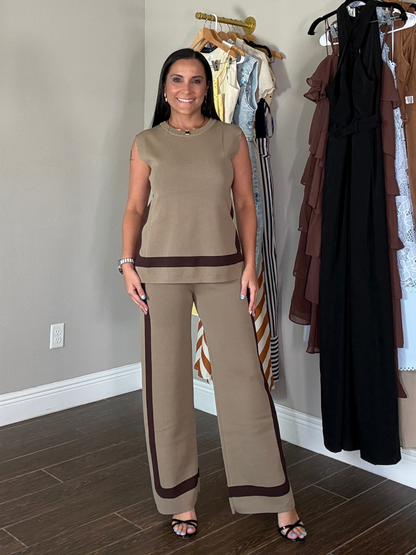 Mocha Line Knit Set