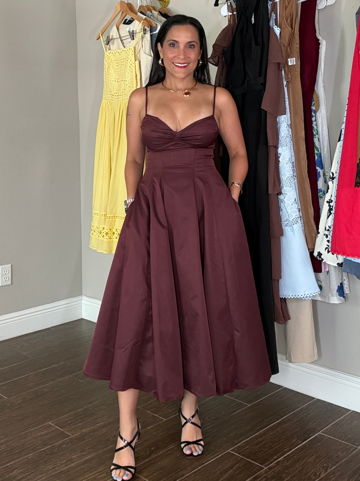Bordeaux Twist Midi Dress