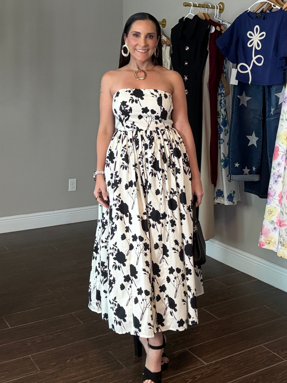 Noir Garden Midi Dress