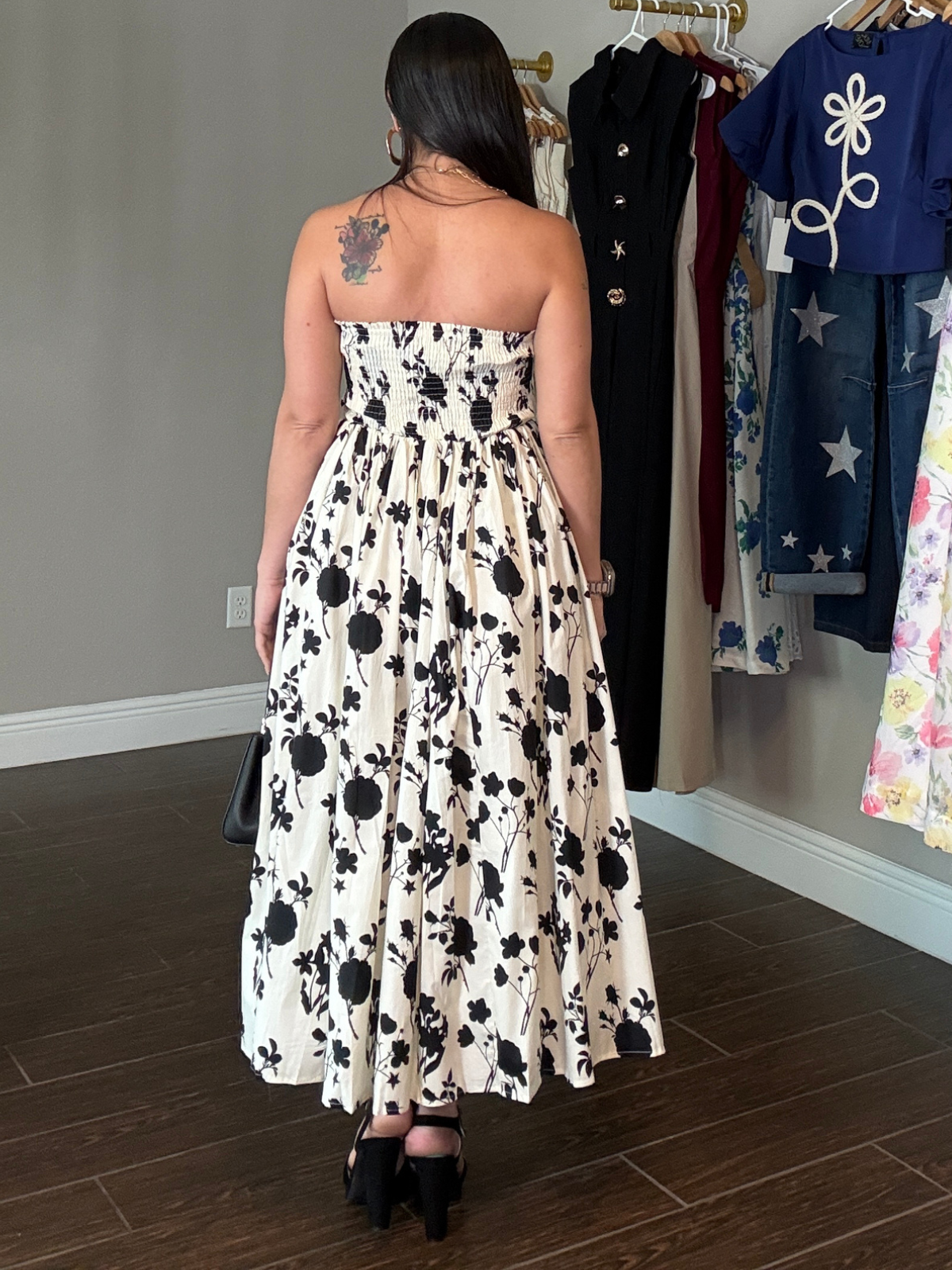 Noir Garden Midi Dress