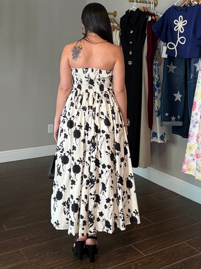 Noir Garden Midi Dress