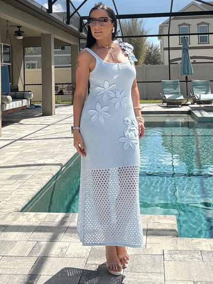 Flor Celeste Knit Maxi Dress Light Blue