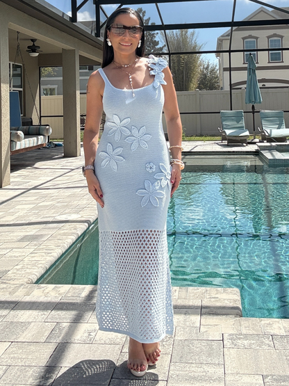 Flor Celeste Knit Maxi Dress Light Blue