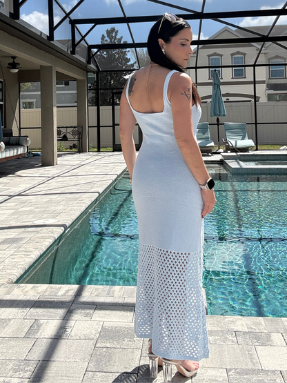 Flor Celeste Knit Maxi Dress Light Blue