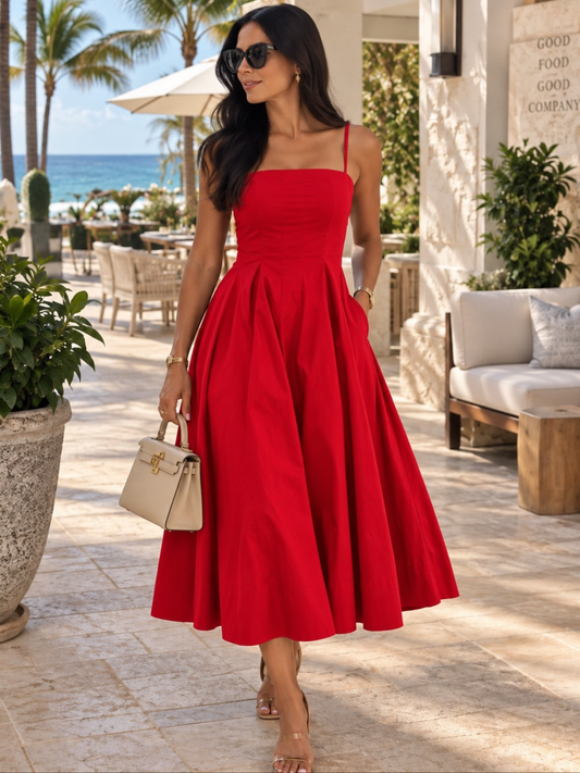 Capri Contour Midi Dress (Rojo Llega a tienda Octubre 30 Approx.)