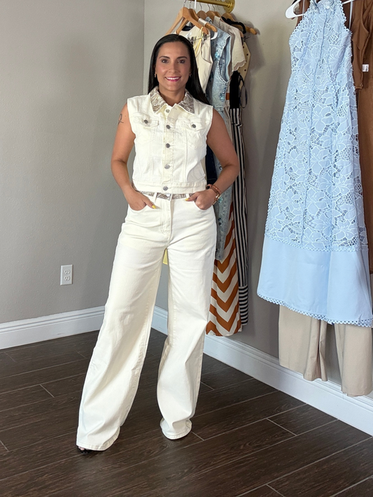 Ivory Bloom Denim Set