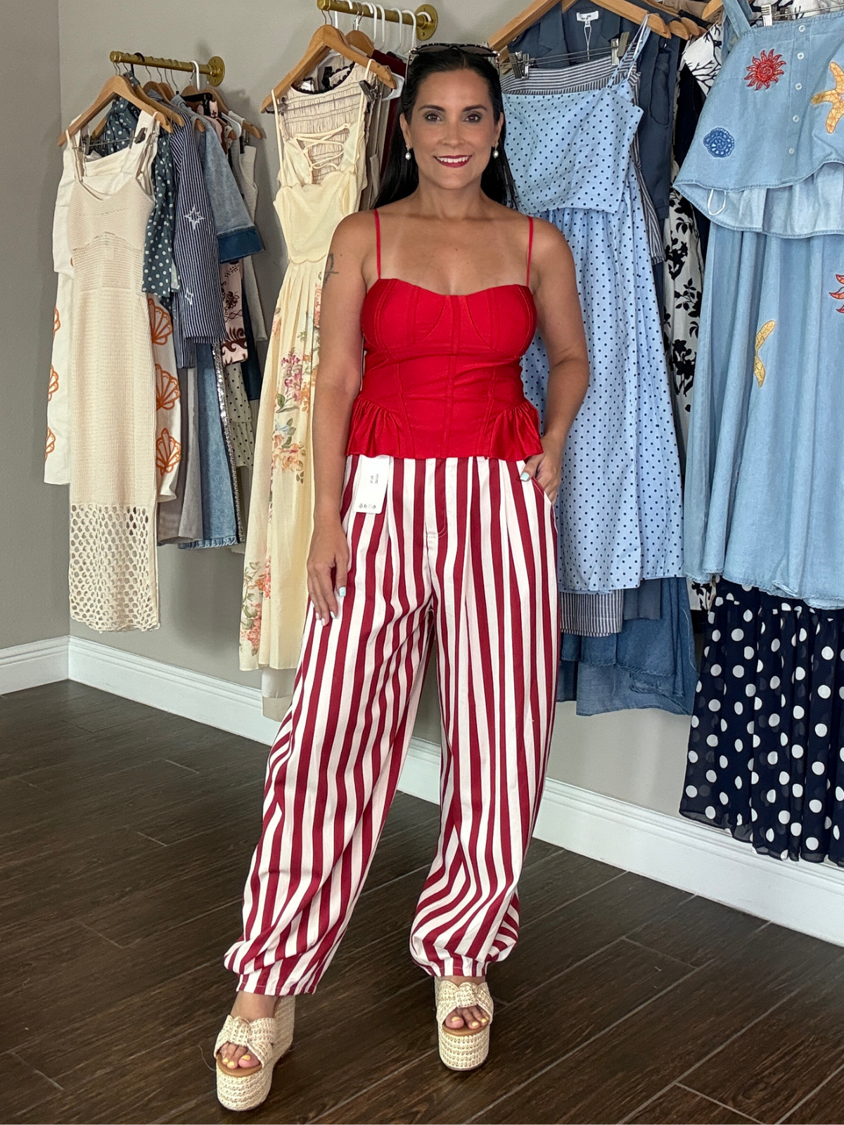 Riviera Stripe Barrel Pants