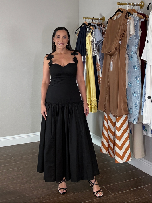 Noir Fleur Midi Dress
