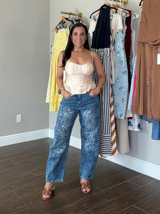 Jardín Azul Barrel Jeans