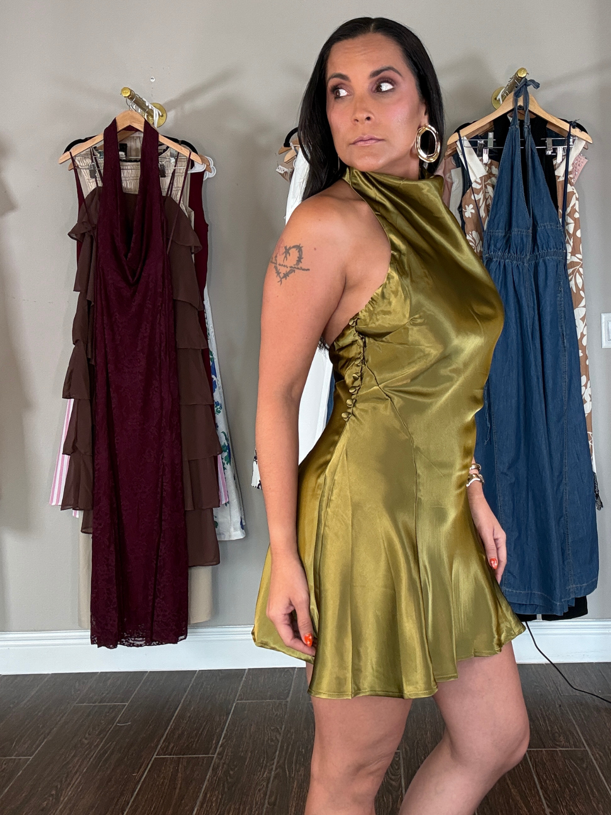 Aurelia Satin Halter Mini Dress