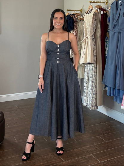Noches de Denim Midi Dress