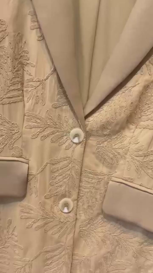 Khaki Embroidered Blazer